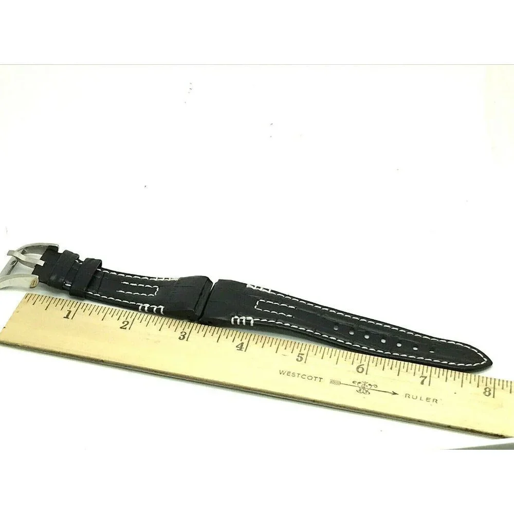 Seiko Men's Watch Replacement Band Black Leather Strap 26mm Lug 8''